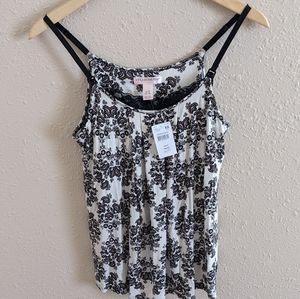 Pea In The Pod Maternity Camisole Tank Top Sz XS Black White Floral